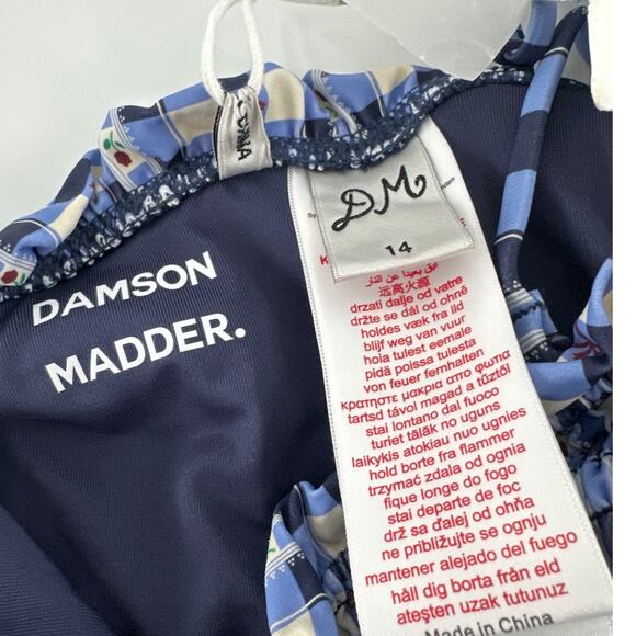 Damson Madder Navy Blue Margot Gingham Betty Swimsuit Size 14 - Picture 6 of 10